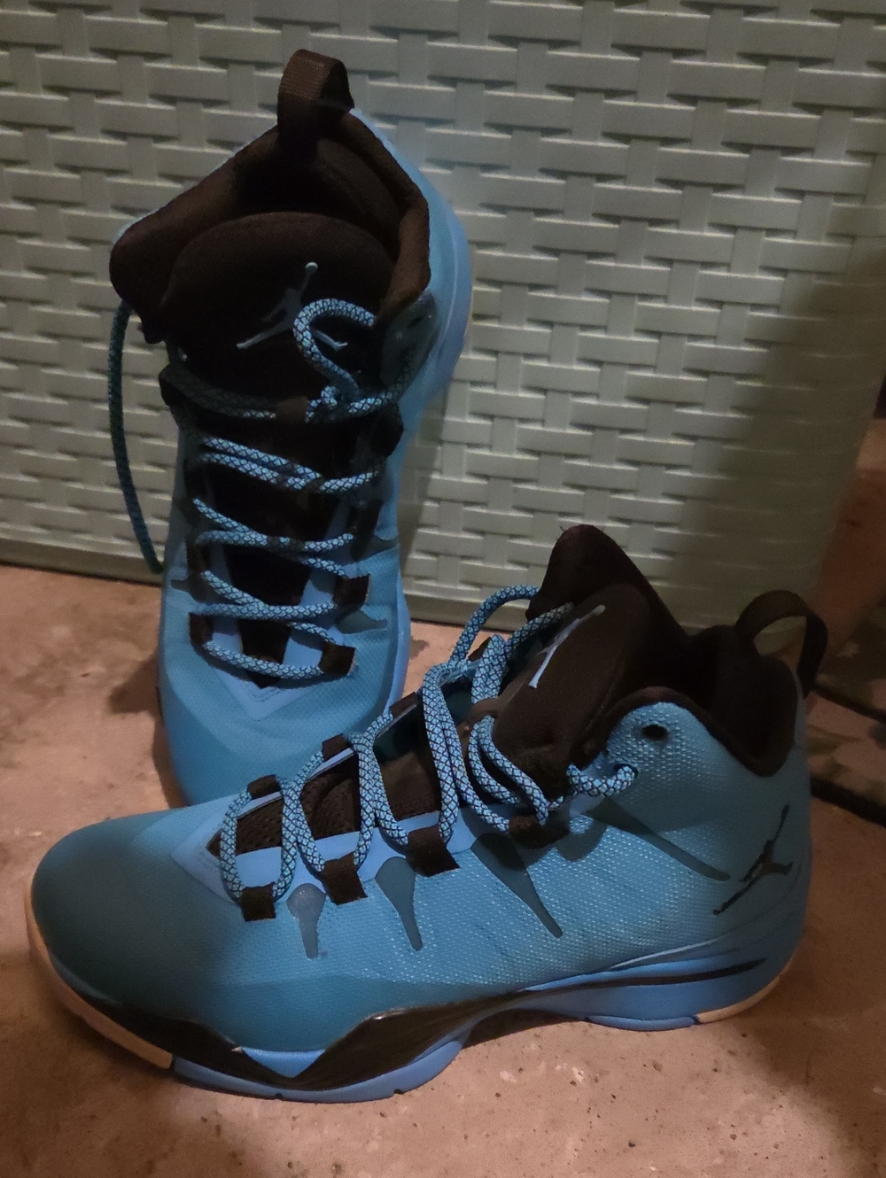 Jordan Light Blue and Black High-Top Basketball Shoes